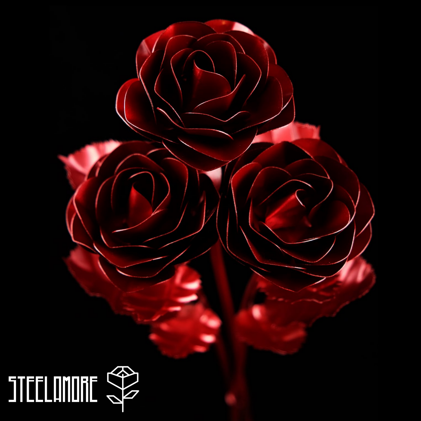 Stahlrosenstrauß mit 3 Stahlrosen