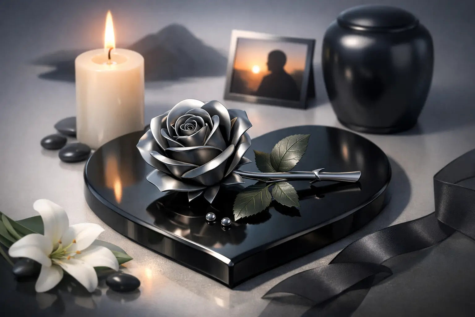 Stahlrose als Trauergeschenk Idee mit Bedeutung