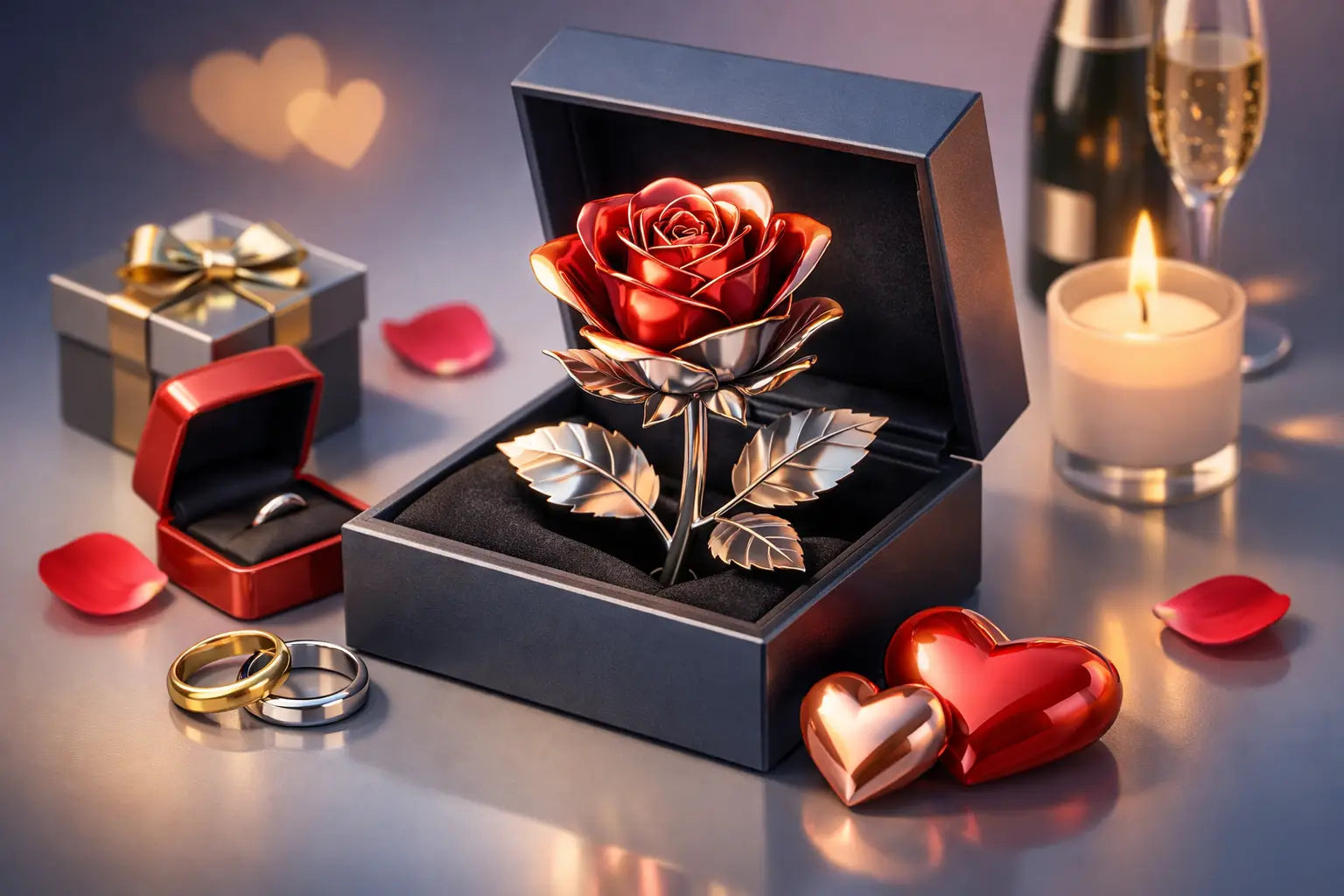 Metallrose für Jahrestag auswählen