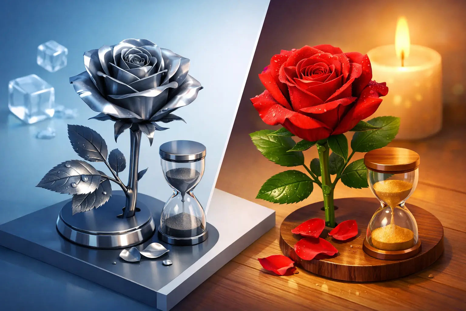 Metallrose vs echte Rose - Haltbarkeit im Vergleich
