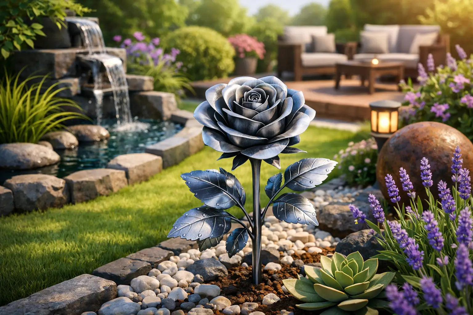 Stahlrose als Gartendeko wetterfest wählen