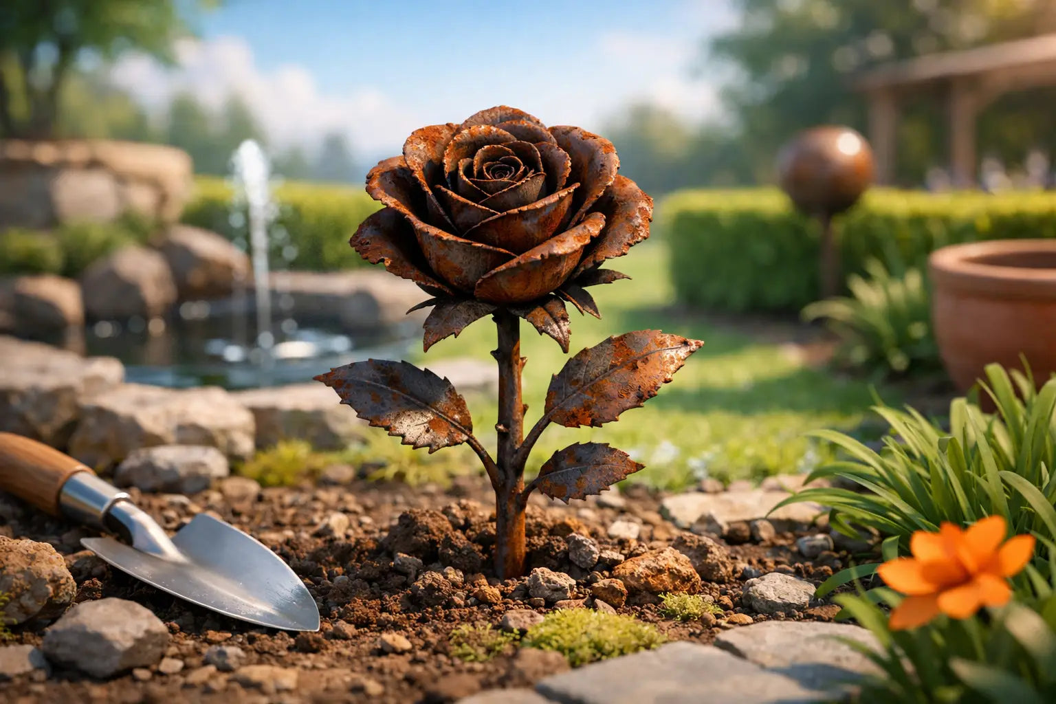 Rostet eine Stahlrose im Garten?