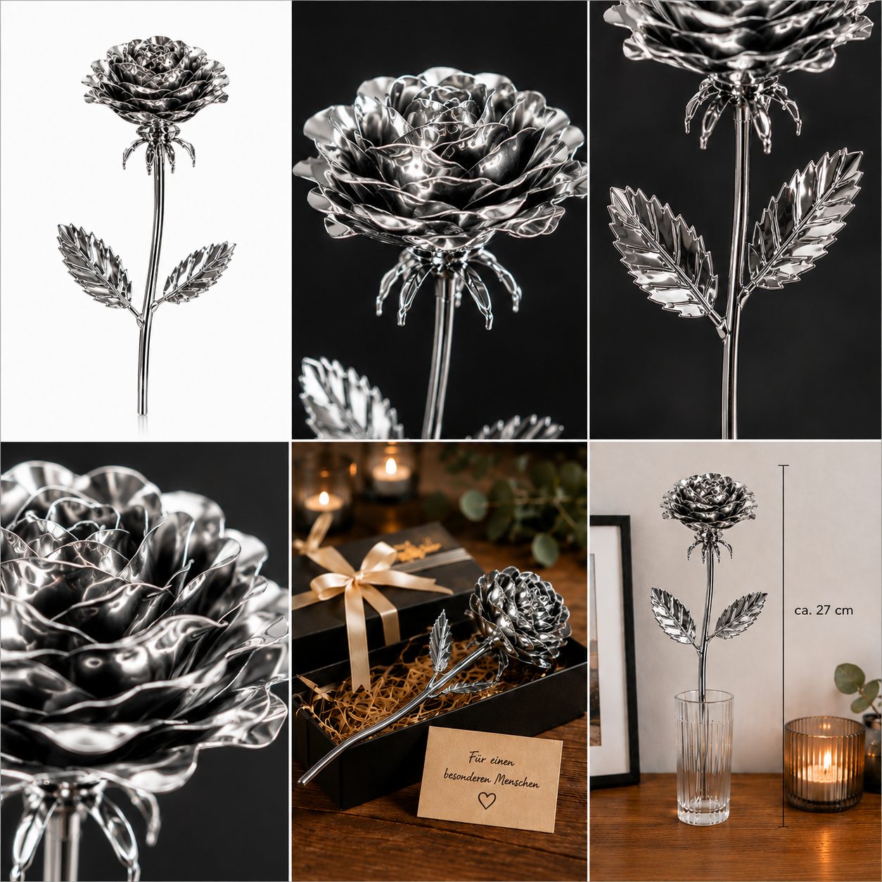 Handgemachte einfarbige Stahlrose – Ewige Rose als Geschenk für die Ewigkeit