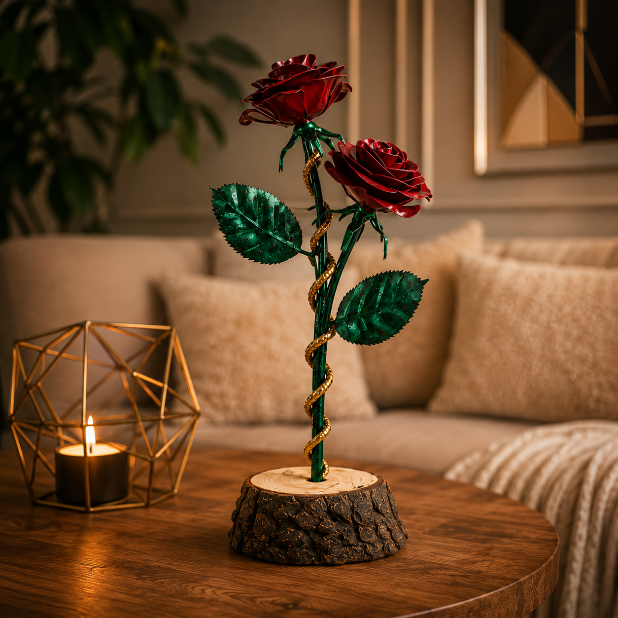 Doppel-Stahlrose – Symbol für Liebe und Zusammenhalt