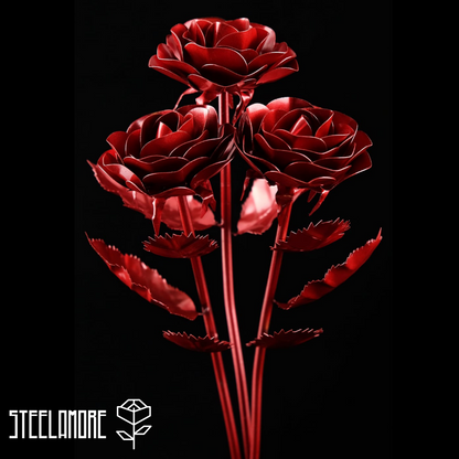 Stahlrosenstrauß mit 3 Stahlrosen